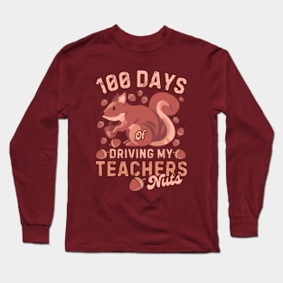 100 Days Of Driving My Teachers Nuts Squirrel Kids Funny Long Sleeve T-Shirt